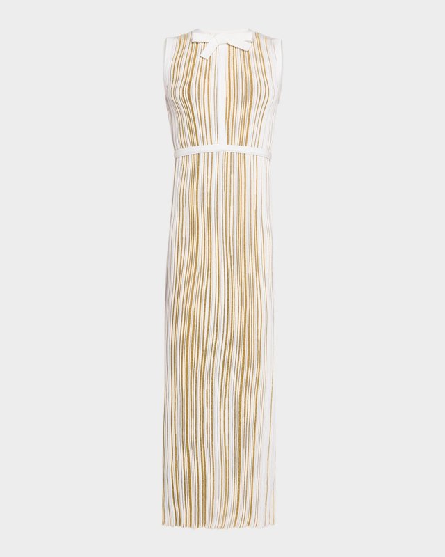 Metallic Rib Knit Sleeveless Ankle Dress